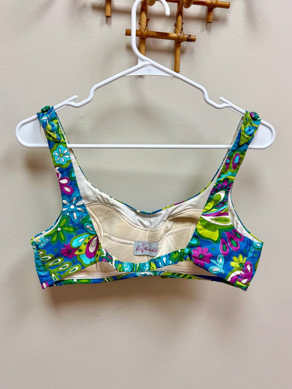 60s Vintage 🌿 Rose Marie Reid Cotton Paisley Flower Power Bikini - Picture 3 of 9
